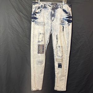 Ashley Stewart Retro, Studded, Ripped Acid Wash Jean